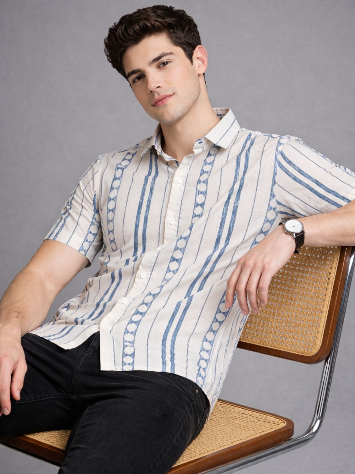 Ocean Stripe Casual Shirt