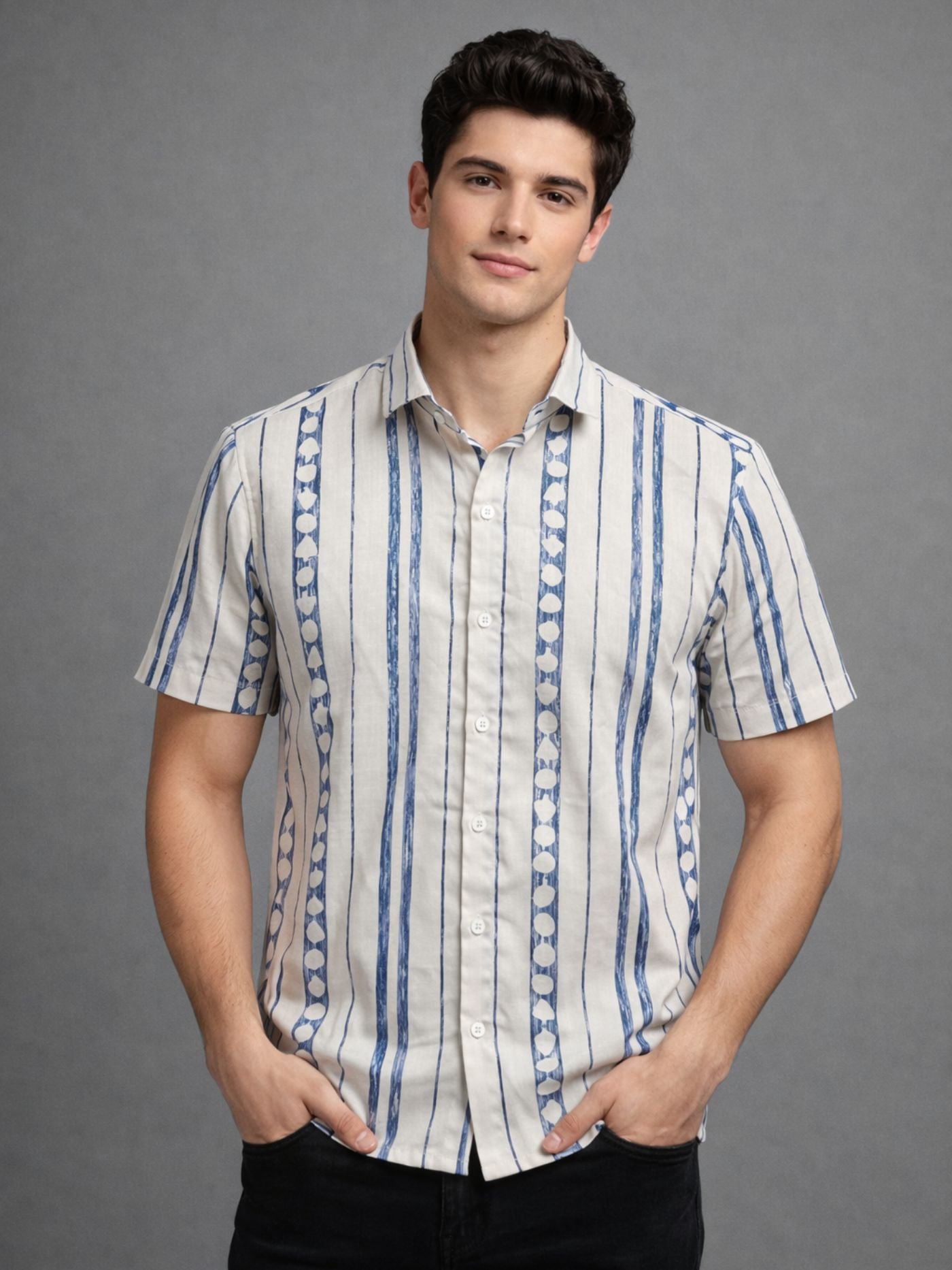 Ocean Stripe Casual Shirt