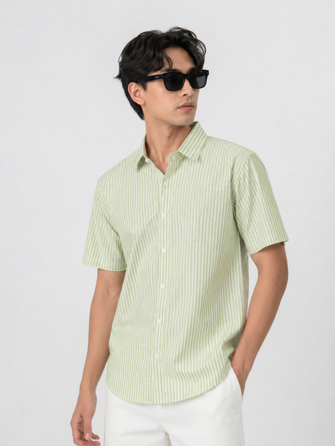 Pistachio Pinstripe Casual Shirt