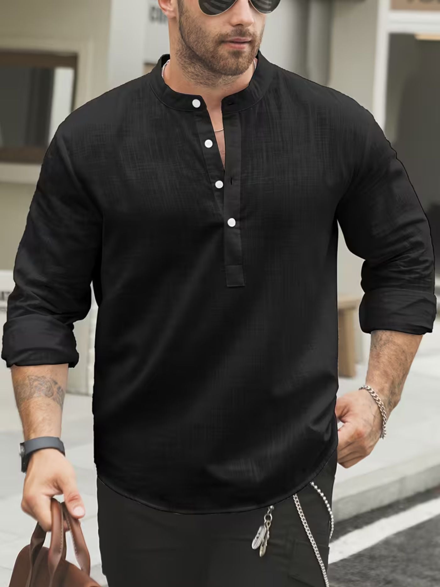 Air Series Obsidian black engineered summer shirt front view