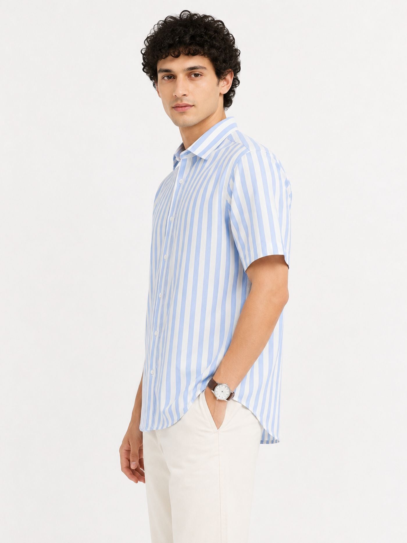Arlo Premium Cotton Blend Striped Shirt Front View