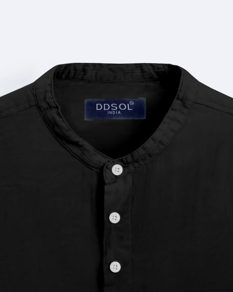 Eclipse Black Regular Fit Cotton Kurta Shirt