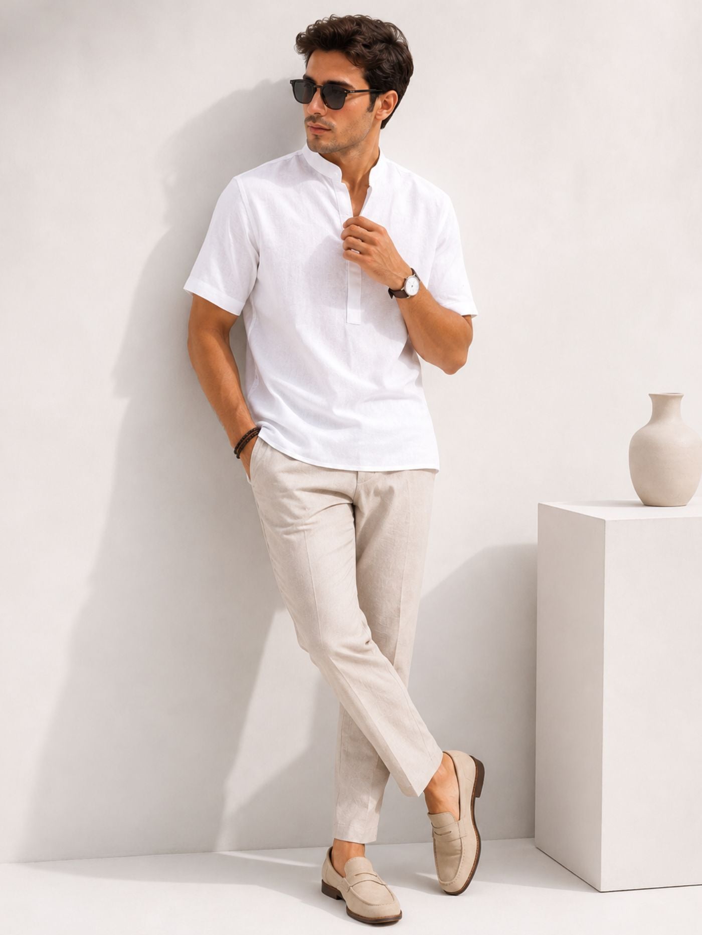 Buttonless Kurta Shirt for Men in Premium Performance Fabric