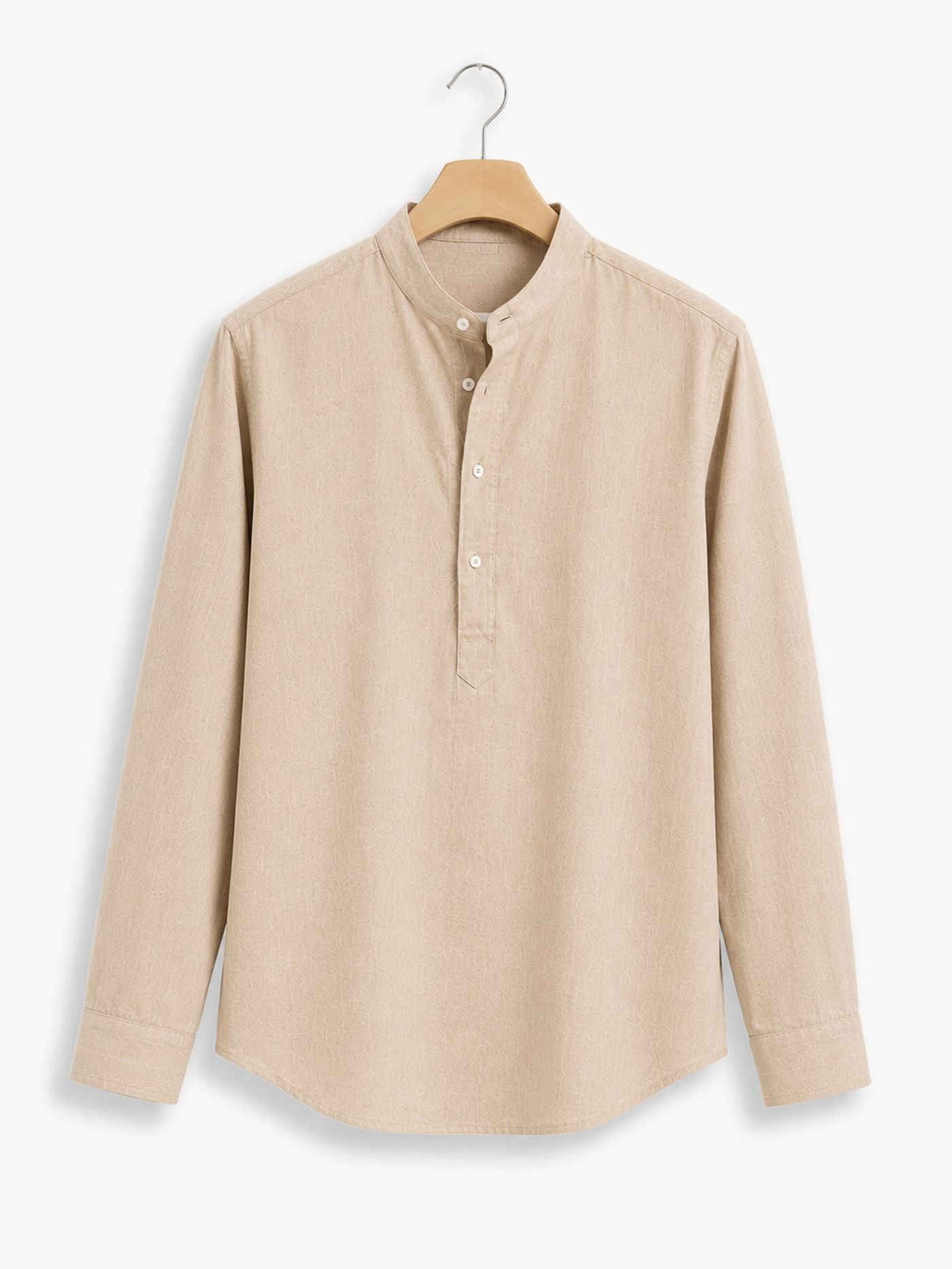 Casual Pure Cotton Beige Shirt for Men