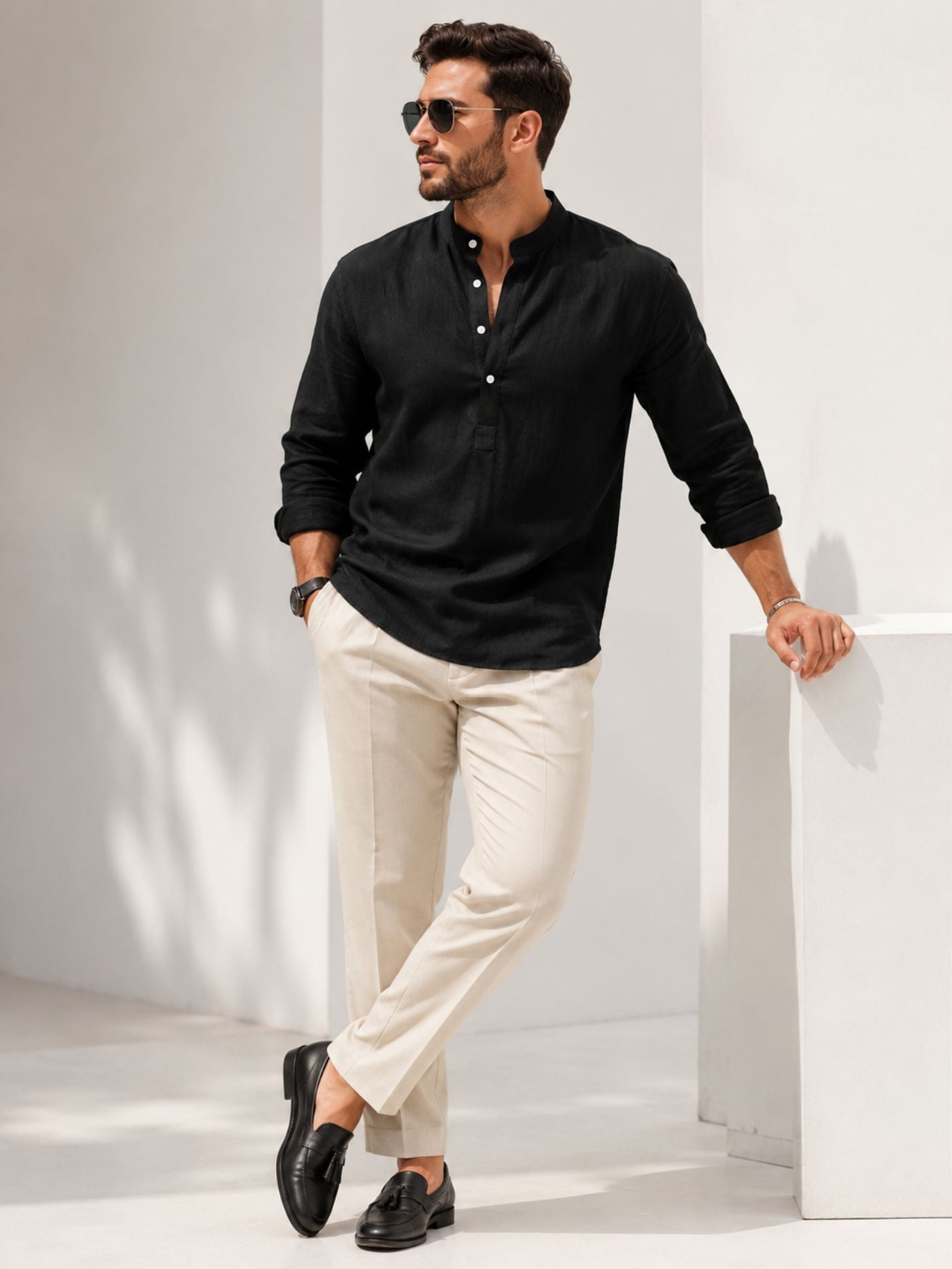 Men's Black Solid Shirt
