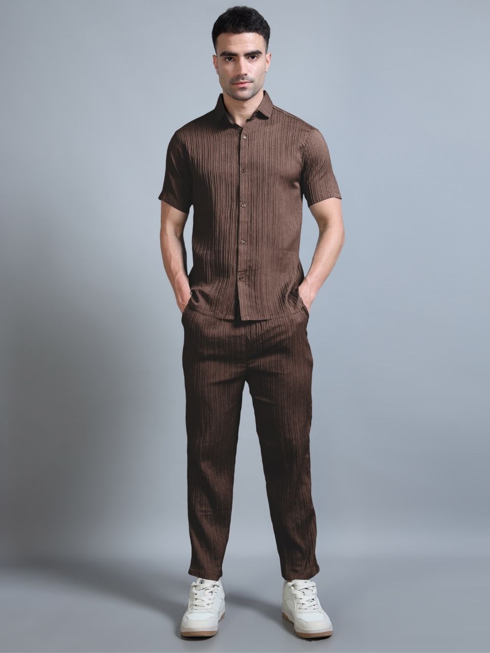 Full look men’s mocha brown cord set