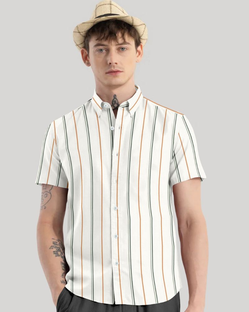 Men's Half Sleeve Striped Casual Shirt