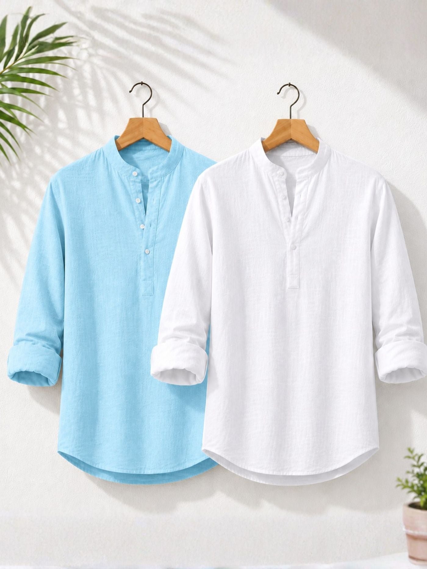 The Signature Cotton Combo – White & Sky Blue
