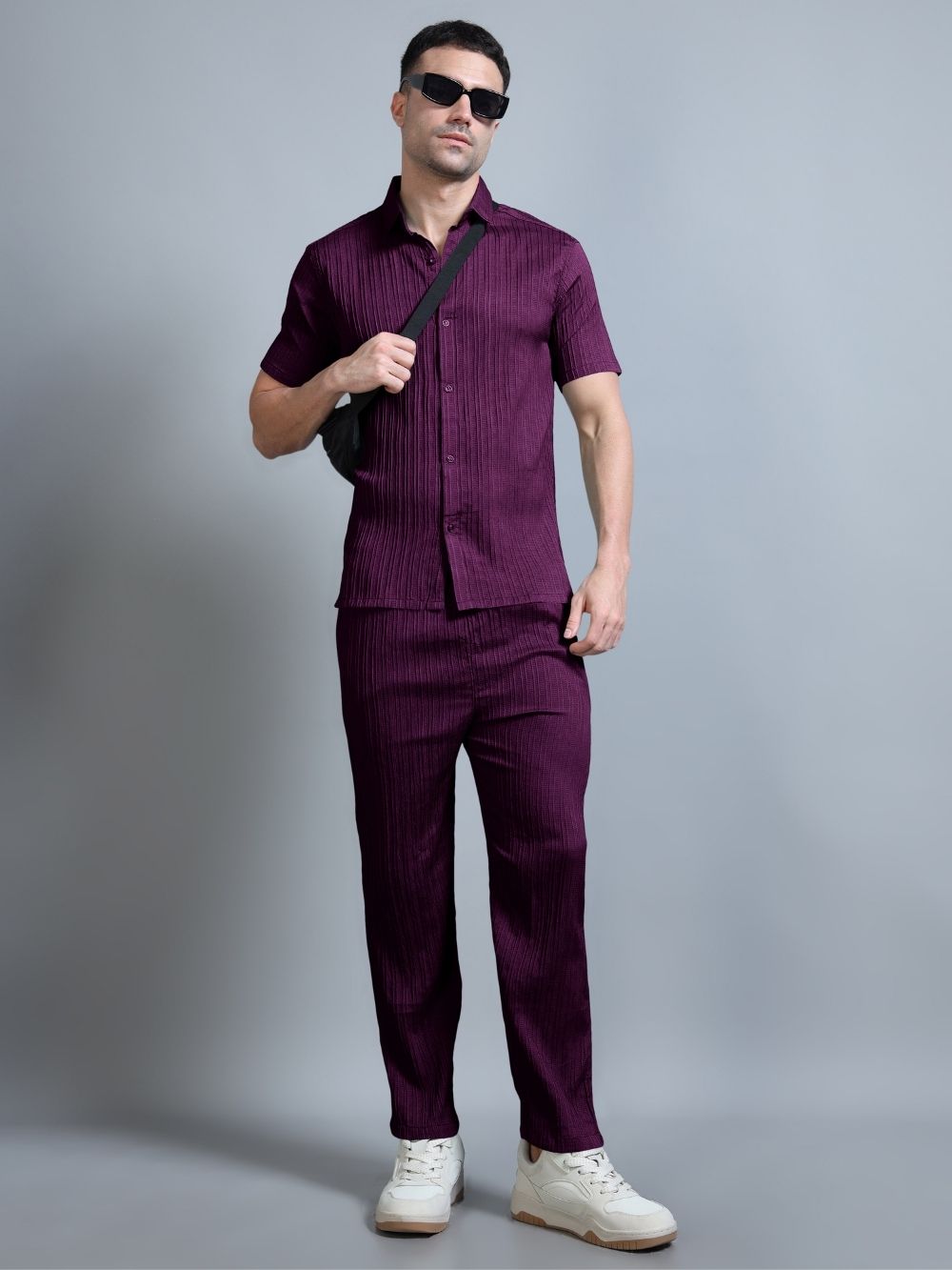 Men’s Plum Purple Cord Set front view