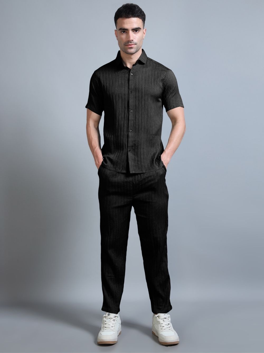 Men’s black cord set front view