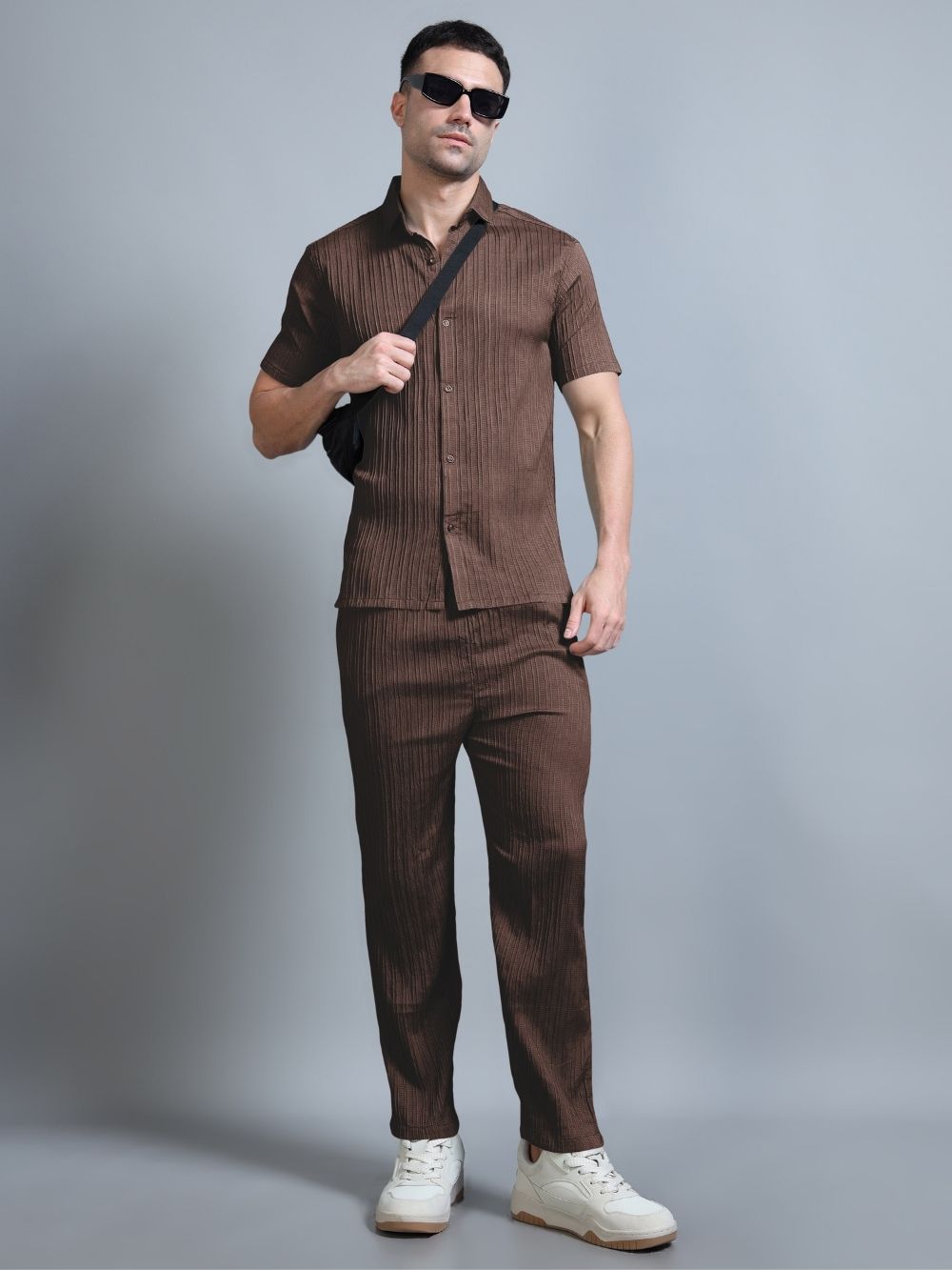 Men’s brown cord set front view