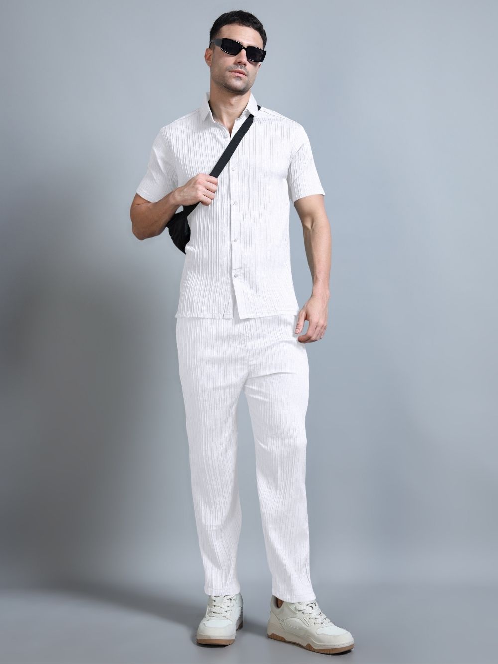 Men’s ivory white cord set front view