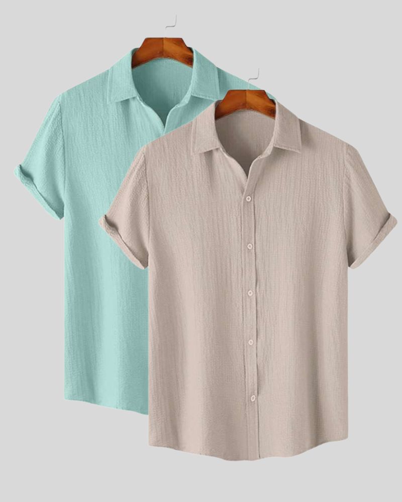 Mint & Mocha Textured Shirt Combo for Men