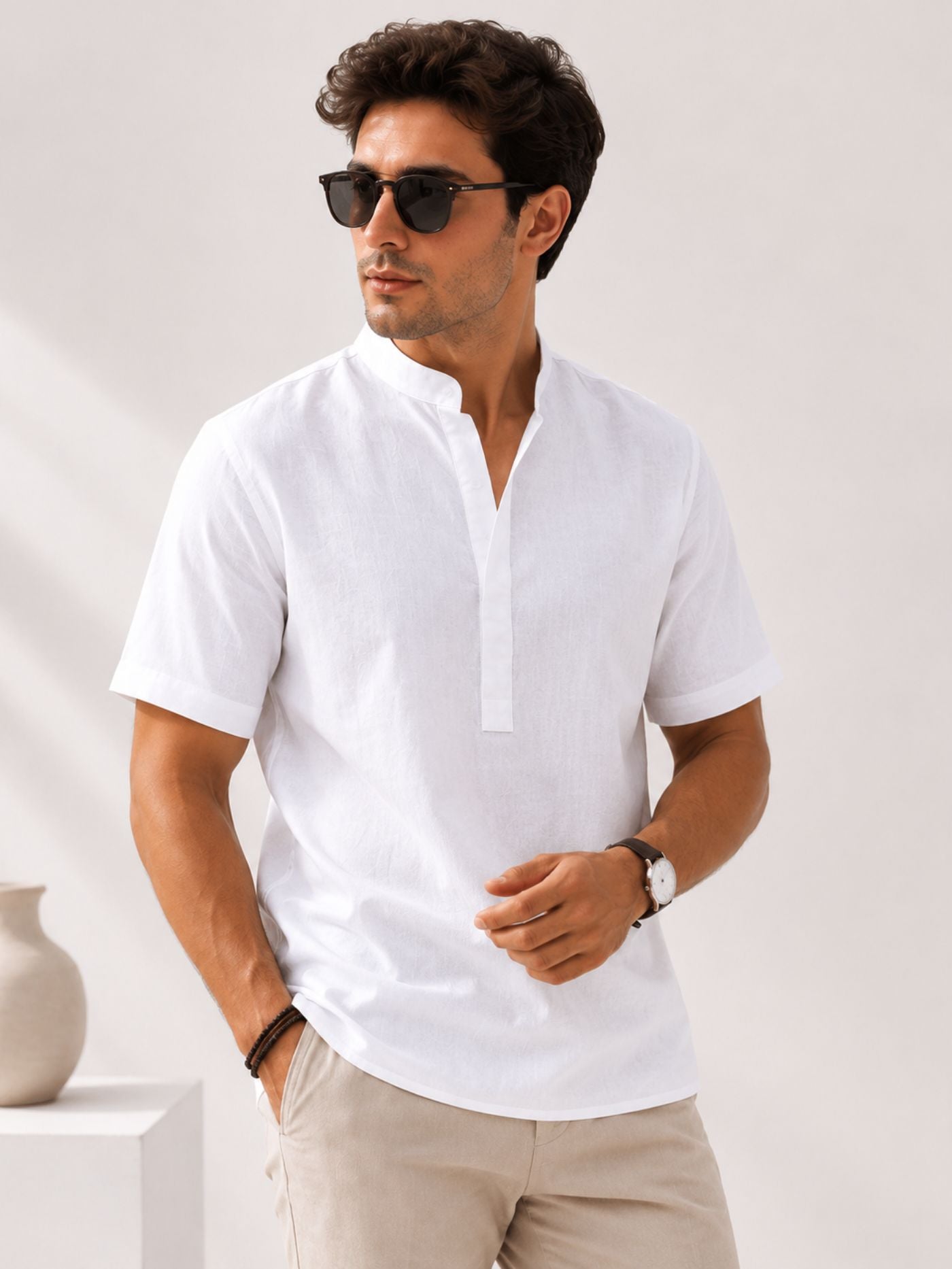 Modern Mandarin Collar Kurta Shirt for Men