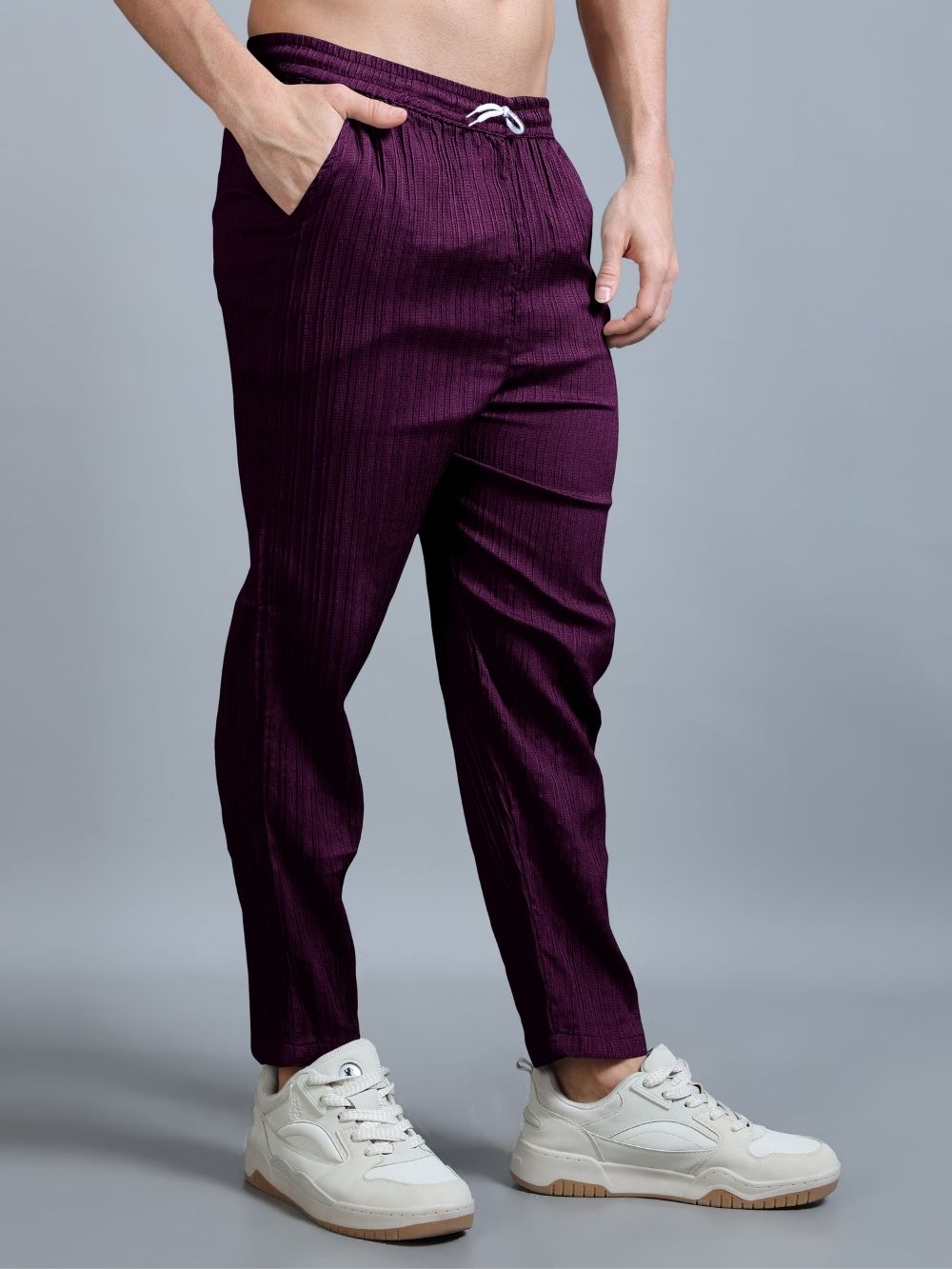 Plum Purple Cord Pants with drawstring