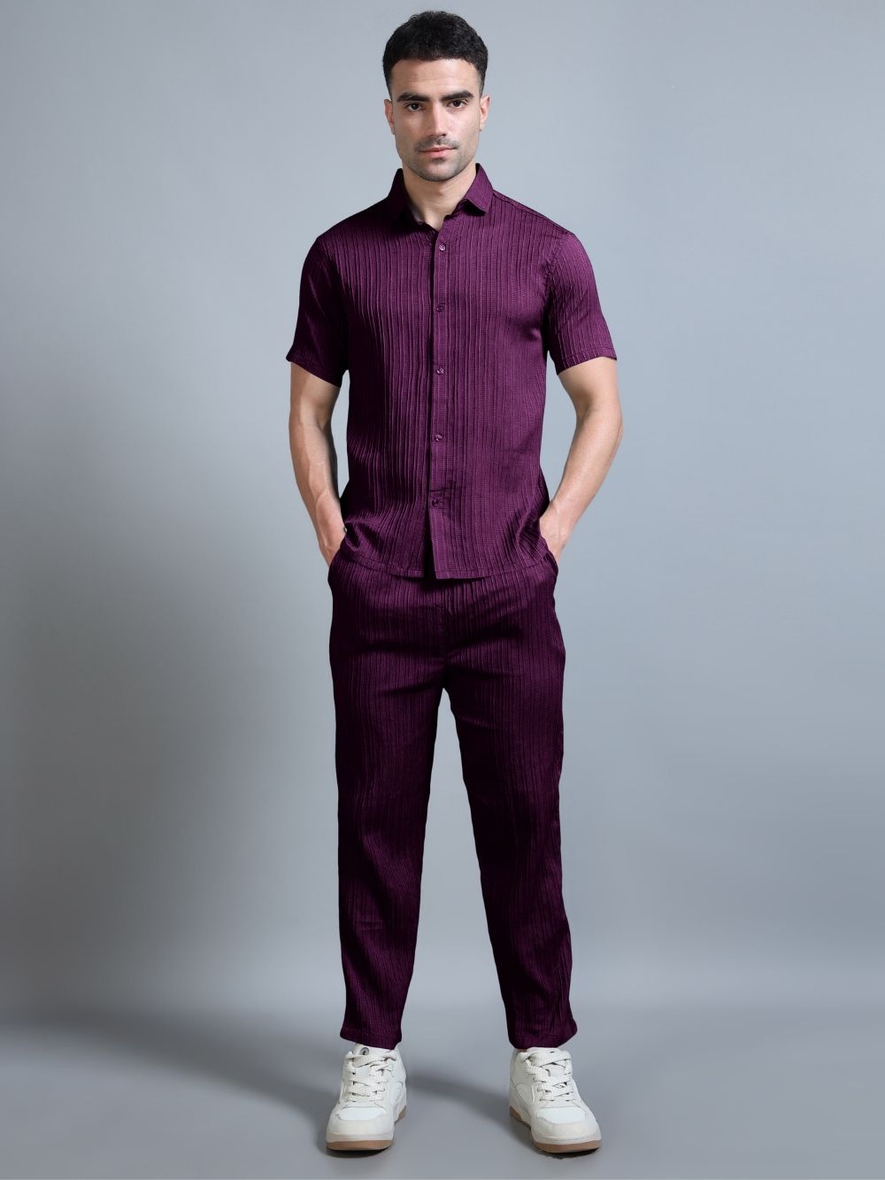 Plum Purple Cord Set for men