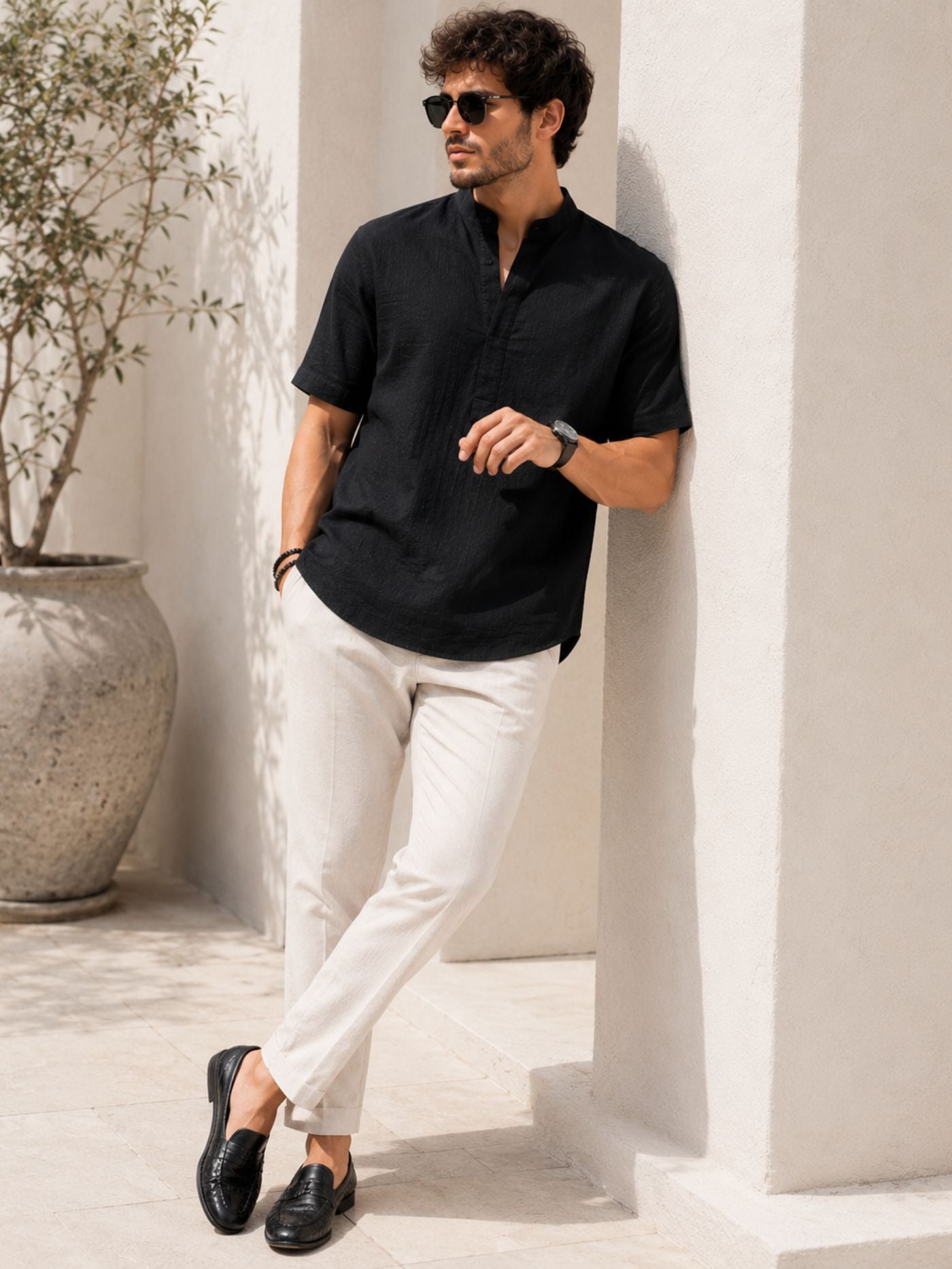 Premium Men's Black Summer Kurta Shirt