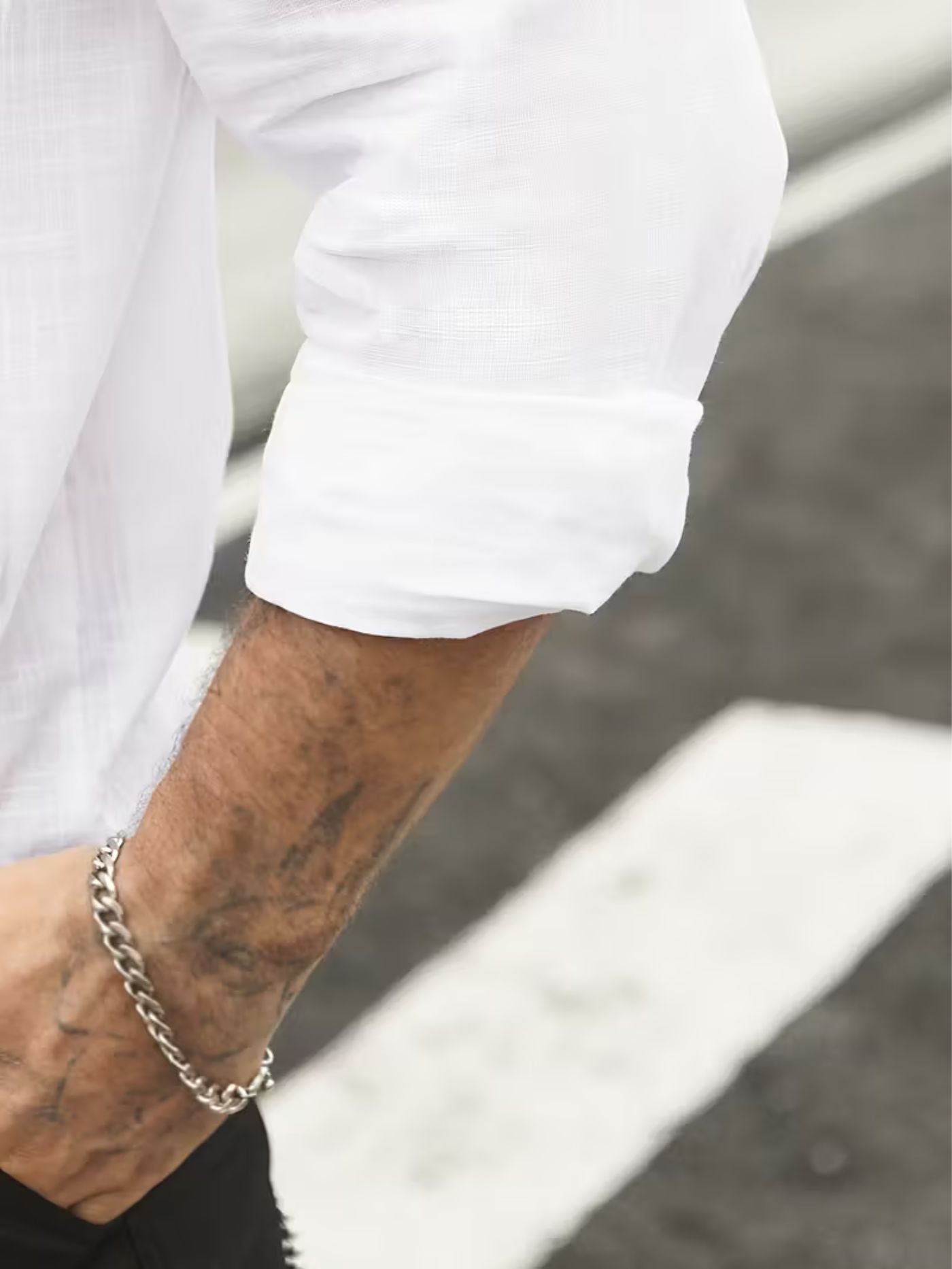 Rolled sleeve detail lightweight summer shirt