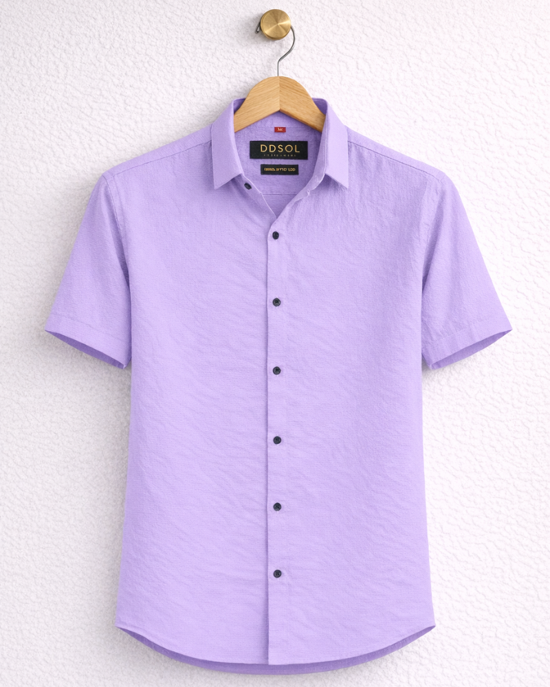 Signature Poplin Shirt for Men in Lavender Mist with Split Point Collar
