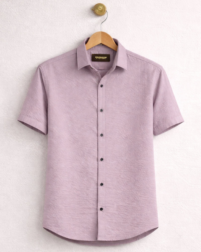 Signature Poplin Shirt for Men in Soft Mauve with Split Point Collar