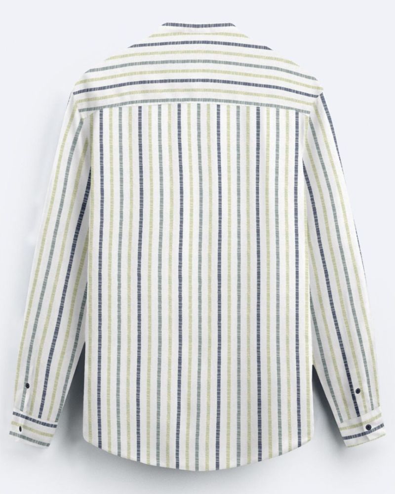 Premium Striped Mandarin Collar Casual Shirt