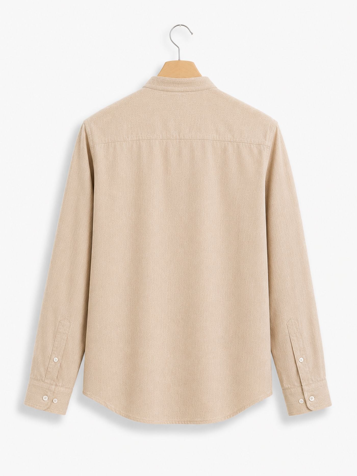 Textured Cotton Beige Shirt Close-Up