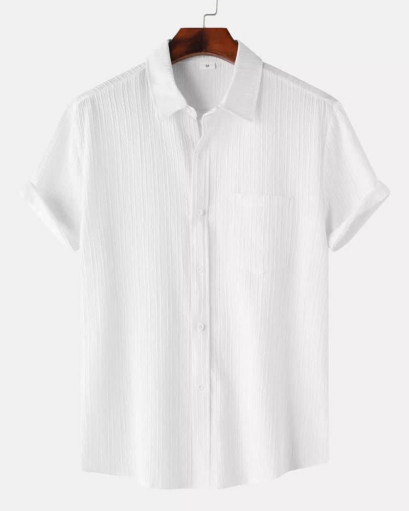 Men's Textured White Casual Shirt
