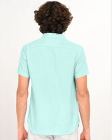 Mint Green Textured Short-Sleeve Shirt for Men