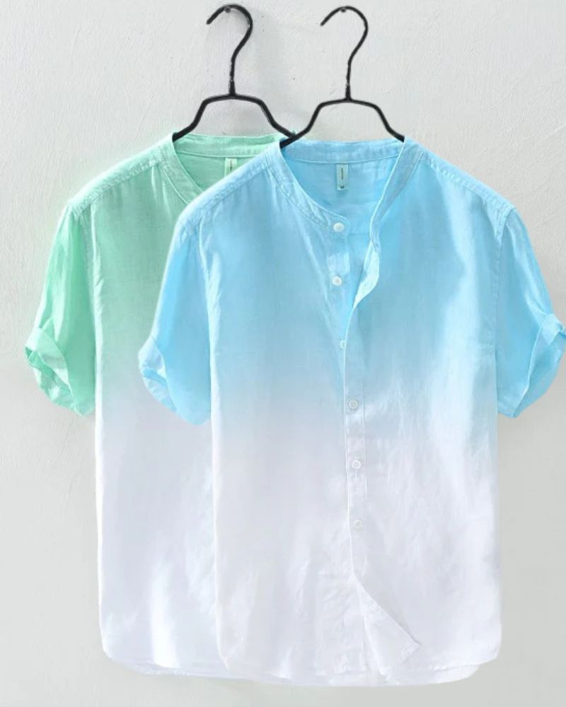 Aqua Mint & Sky Gradient Cotton Shirt Combo