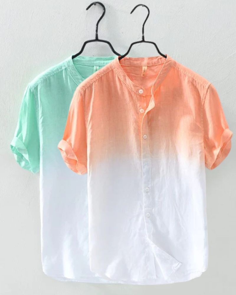 Peach & Mint Gradient Cotton Shirt Duo