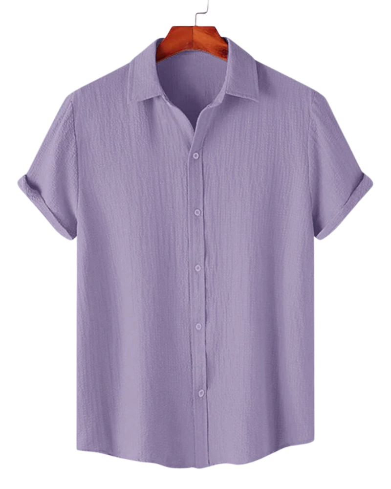Men's Campus Lavender Textured Casual Half Sleeve Shirt