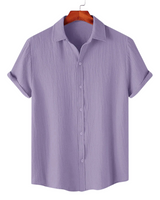 Men's Campus Lavender Textured Casual Half Sleeve Shirt