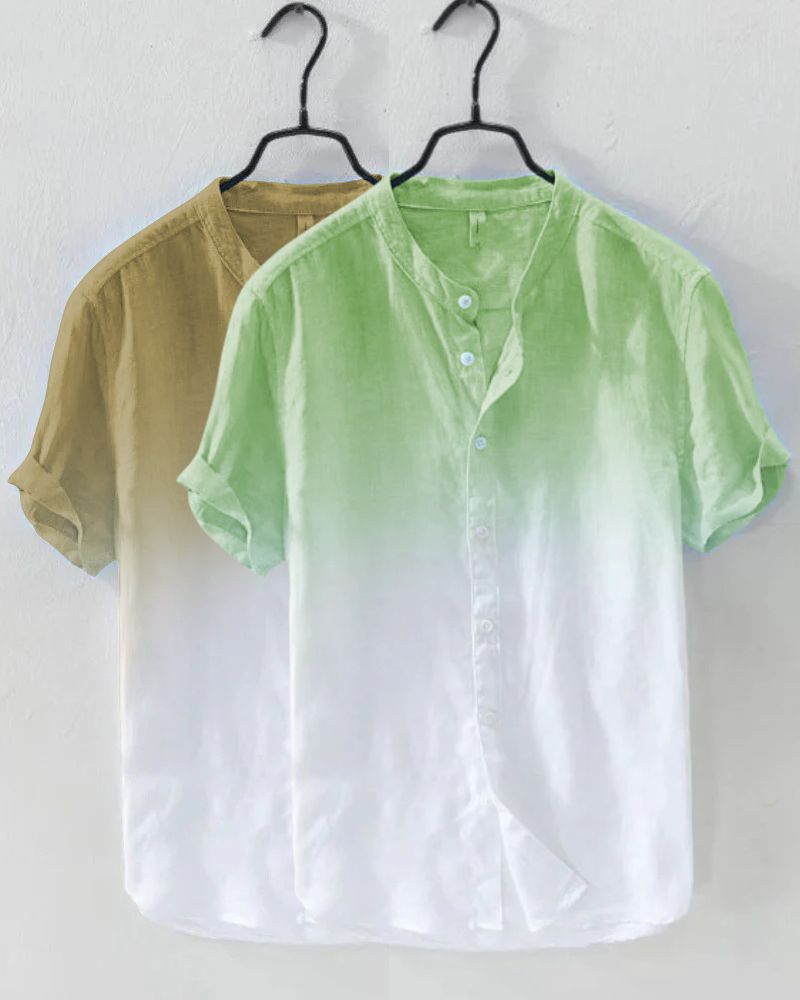 Botanic Mint & Khaki Ombre Cotton Shirt Combo