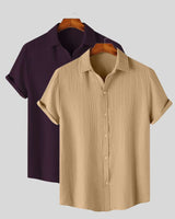 2-pack men’s shirts – dune beige and mulberry plum colors