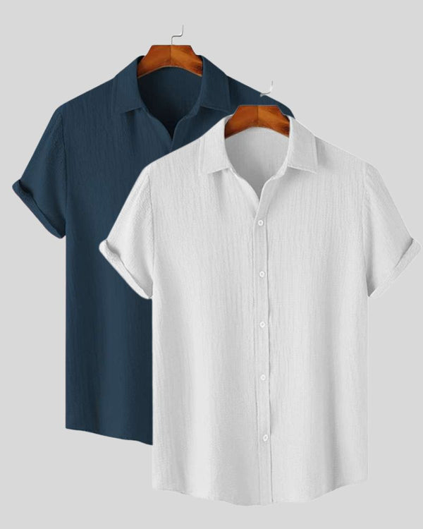 2-pack men’s shirts – relaxed fit in navy and white combo
