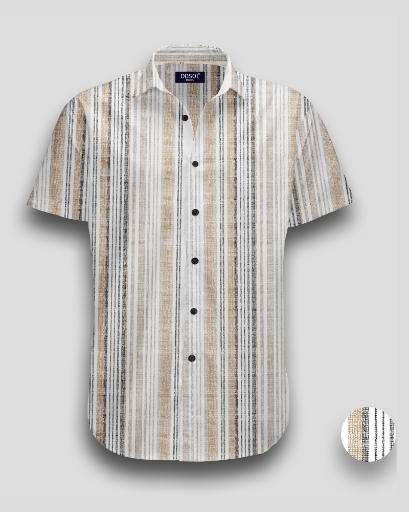 Textured Lines Print Shirt For Men