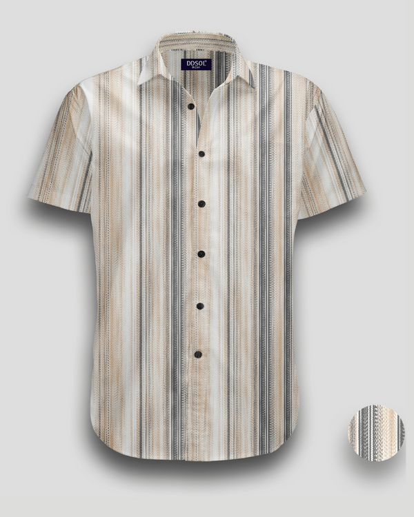 Pencil Stripe Print Cotton Shirt For Men