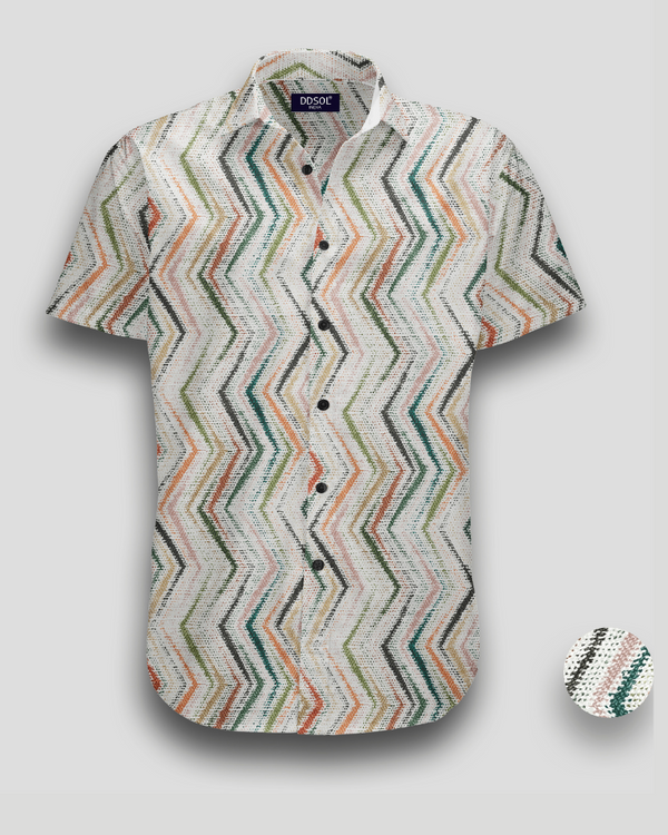 Colorful Zig Zag Print Shirt For Men