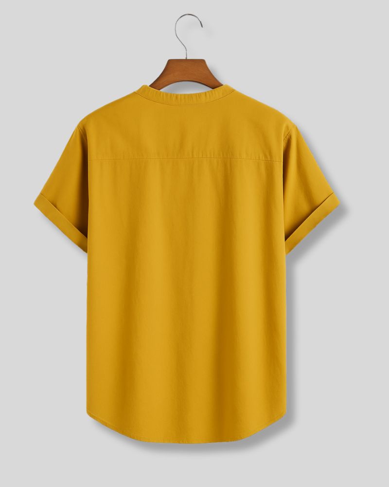 Back view of mustard yellow men's casual shirt