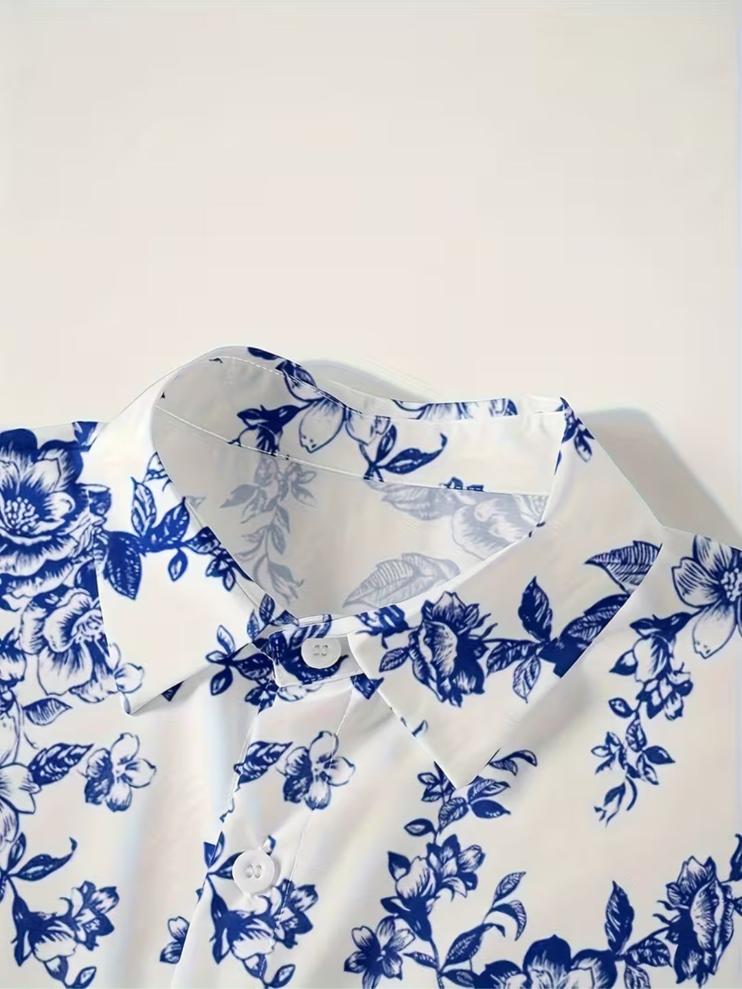 Ocean Blue Botanical Print Casual Shirt
