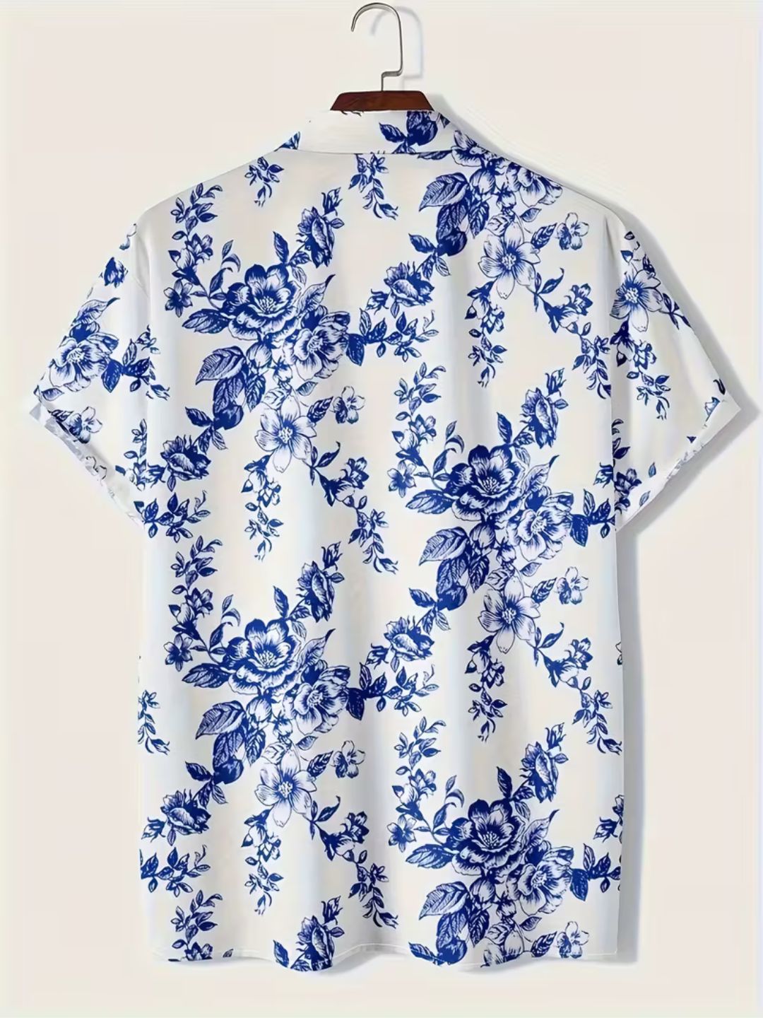 Ocean Blue Botanical Print Casual Shirt