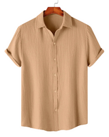 Sandy tan textured cotton shirt for men