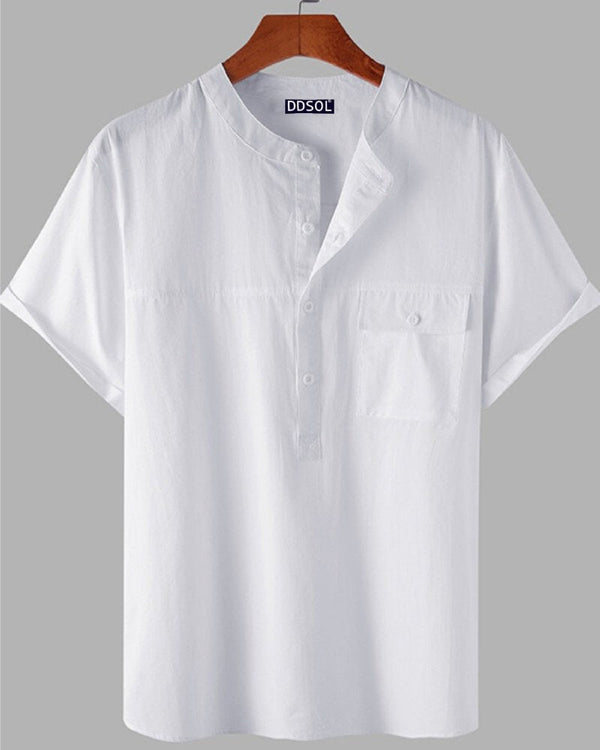 Men's Classic White Henley Shirt