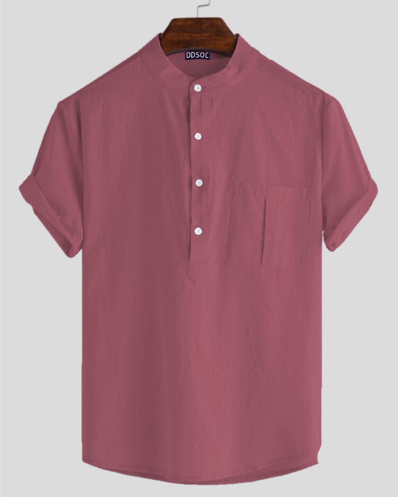 Plain Rosy Dawn Short-Sleeve Shirt