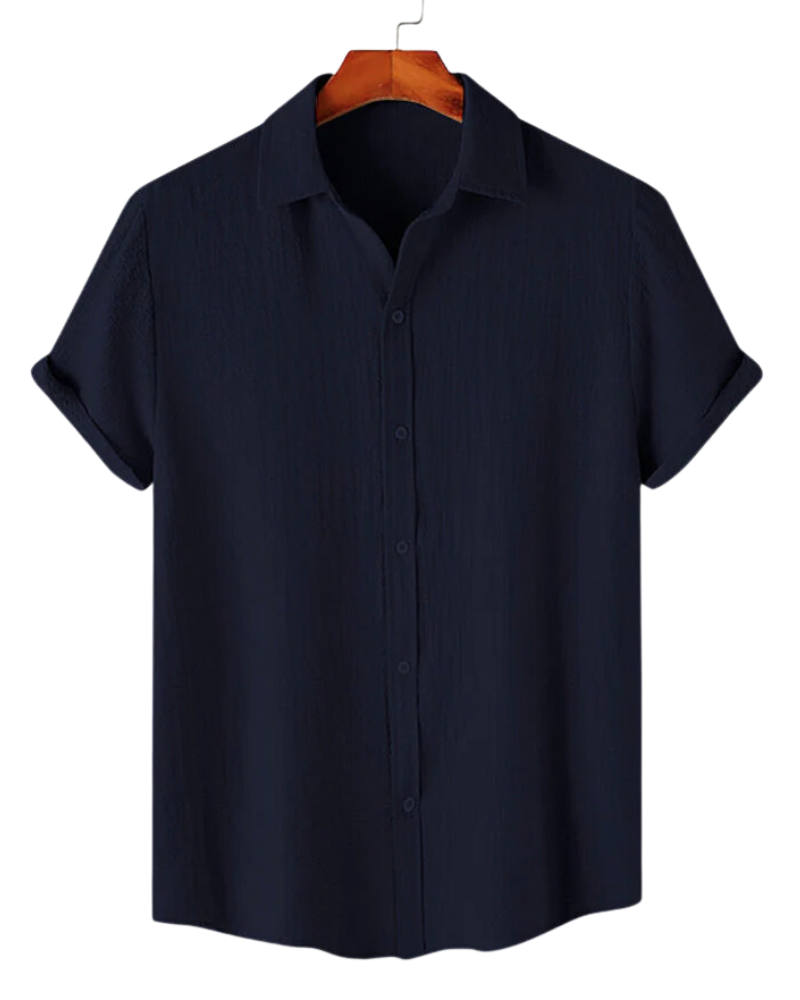 Midnight Blue Textured Shirt – Men’s Cotton Casual Shirt