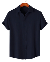 Midnight Blue Textured Shirt – Men’s Cotton Casual Shirt