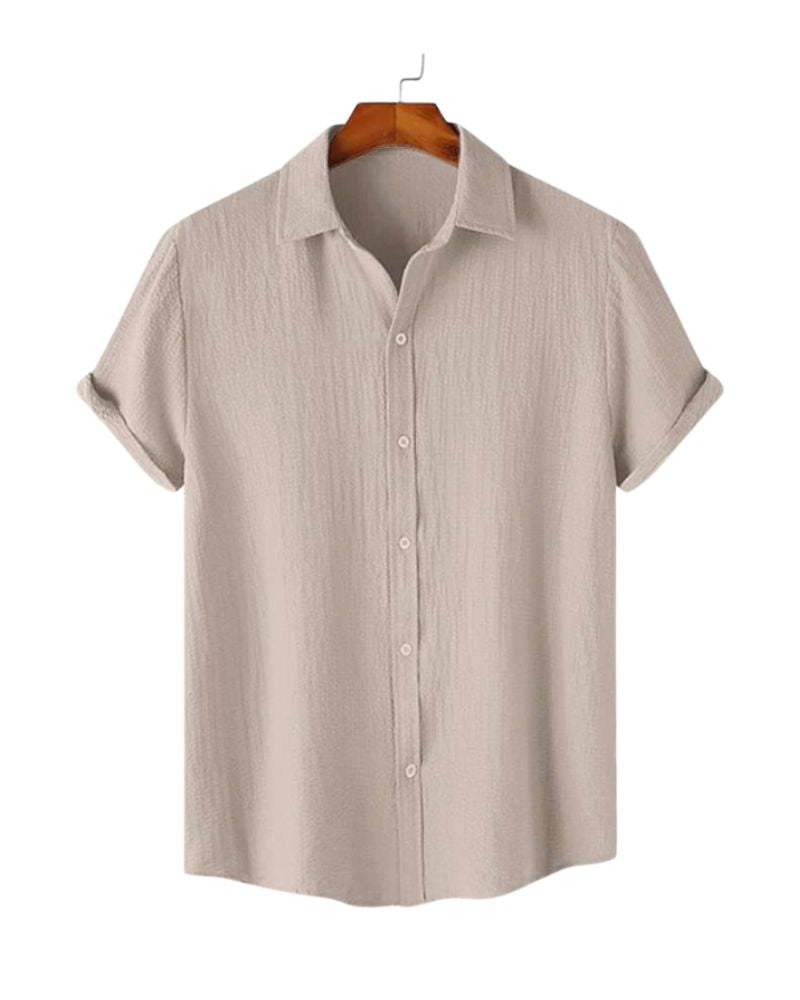 Breathable Textured Shirt Combo – Beige & Maroon