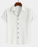 white textured cotton shirt for men