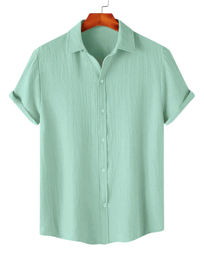 Mint green textured cotton shirt for men
