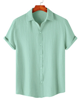 Mint green textured cotton shirt for men